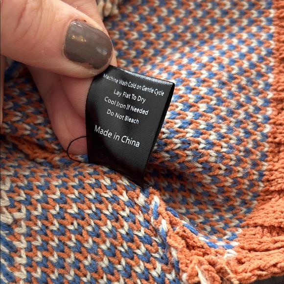 POL Orange Sweater Blue & White Peace Symbols S NEW Peaceful Vibes 3 Bird Nest - Picture 13 of 13